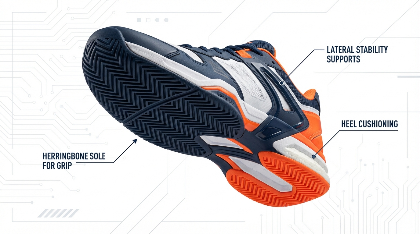 infographic showing padel shoe features