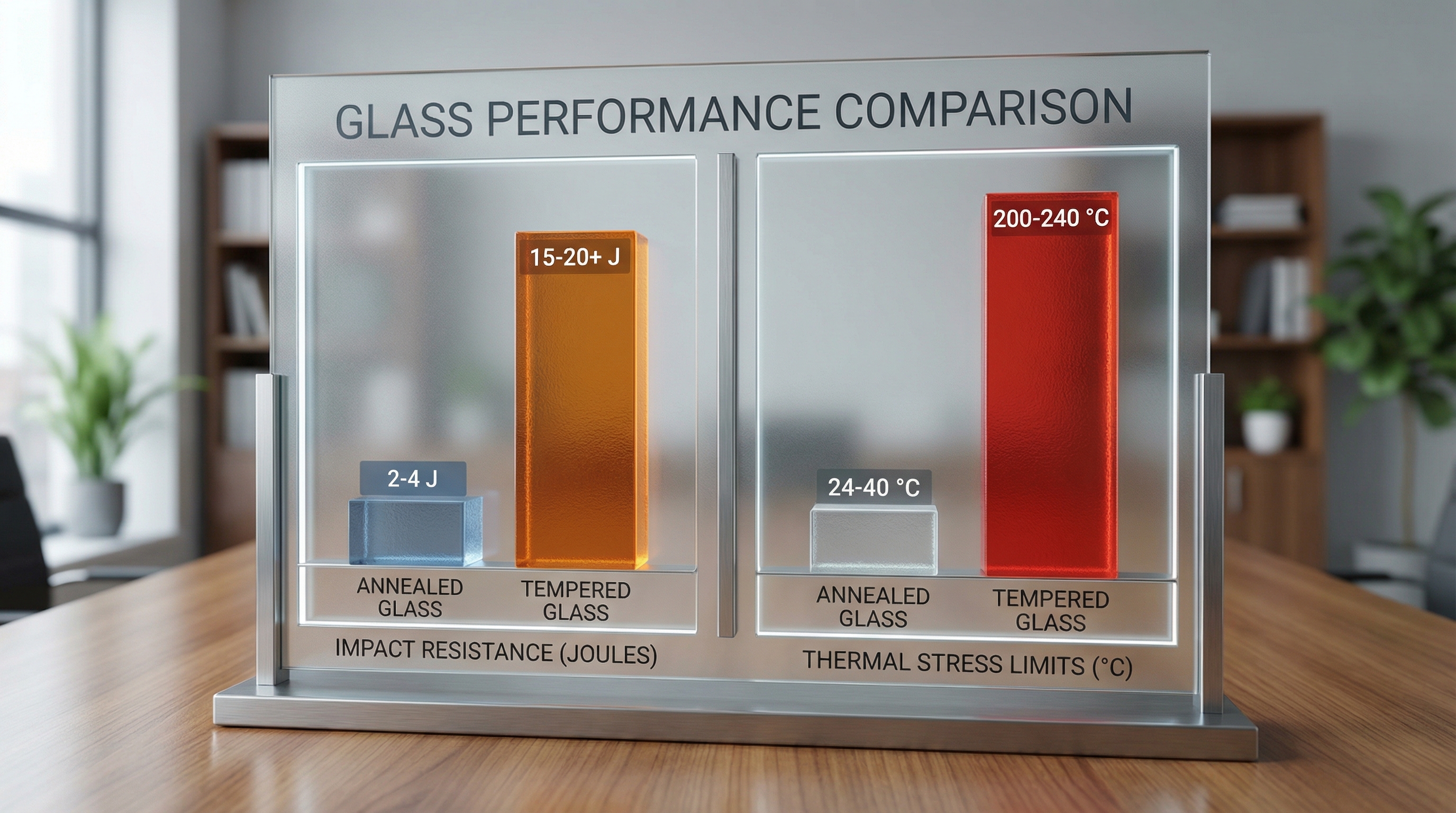 Glass impact and thermal stress comparison chart