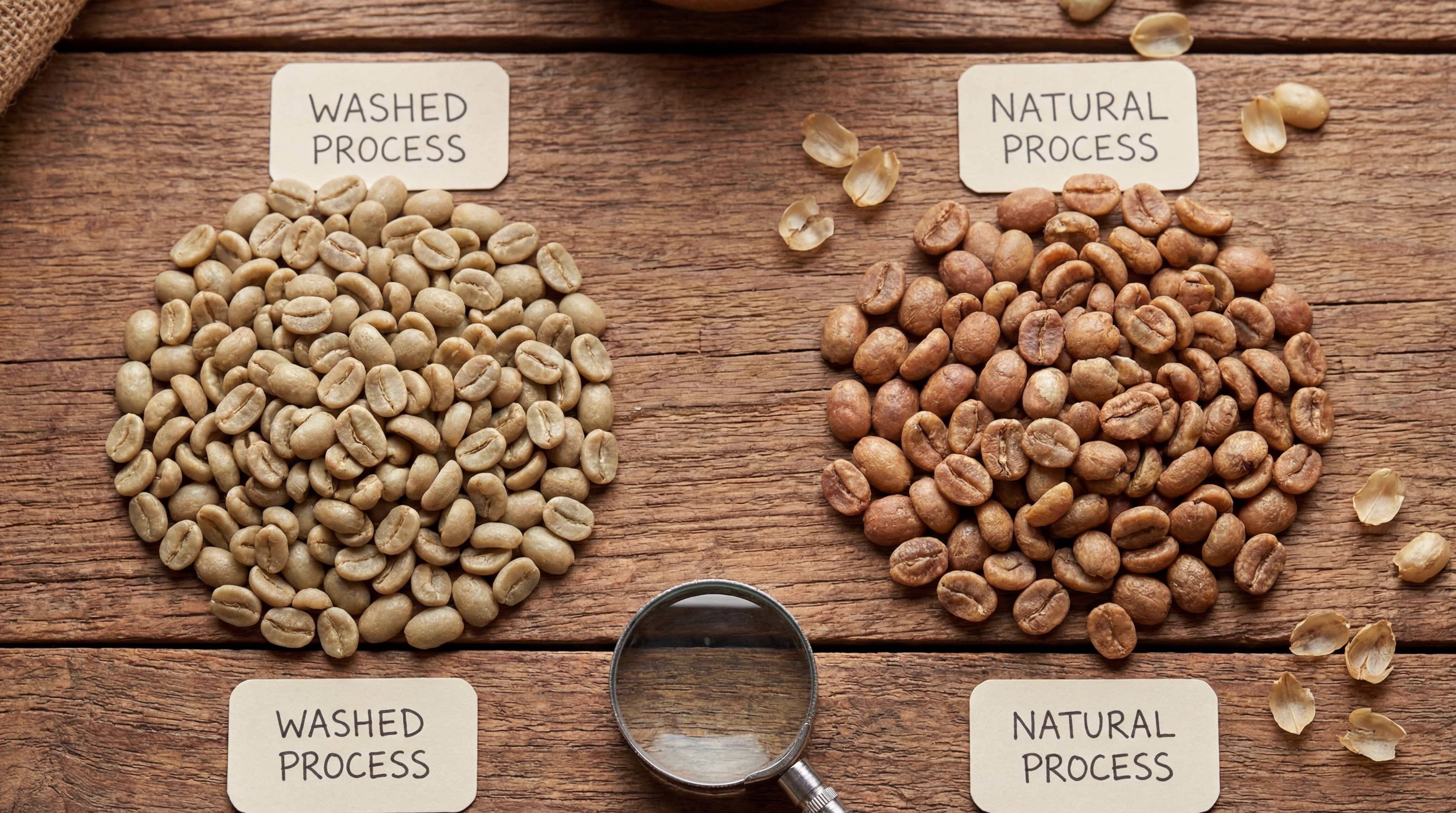 Visual comparison of coffee processing methods