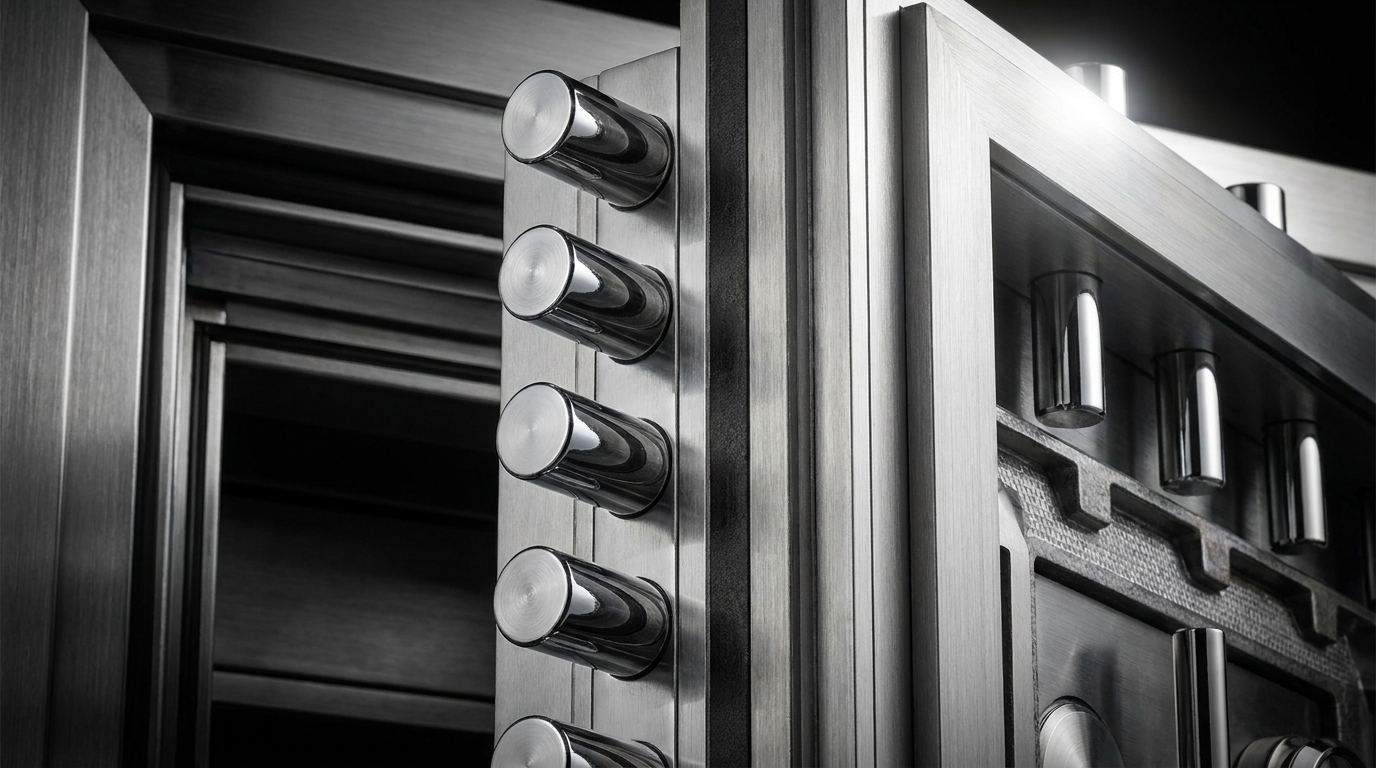 High-security locking mechanism close-up