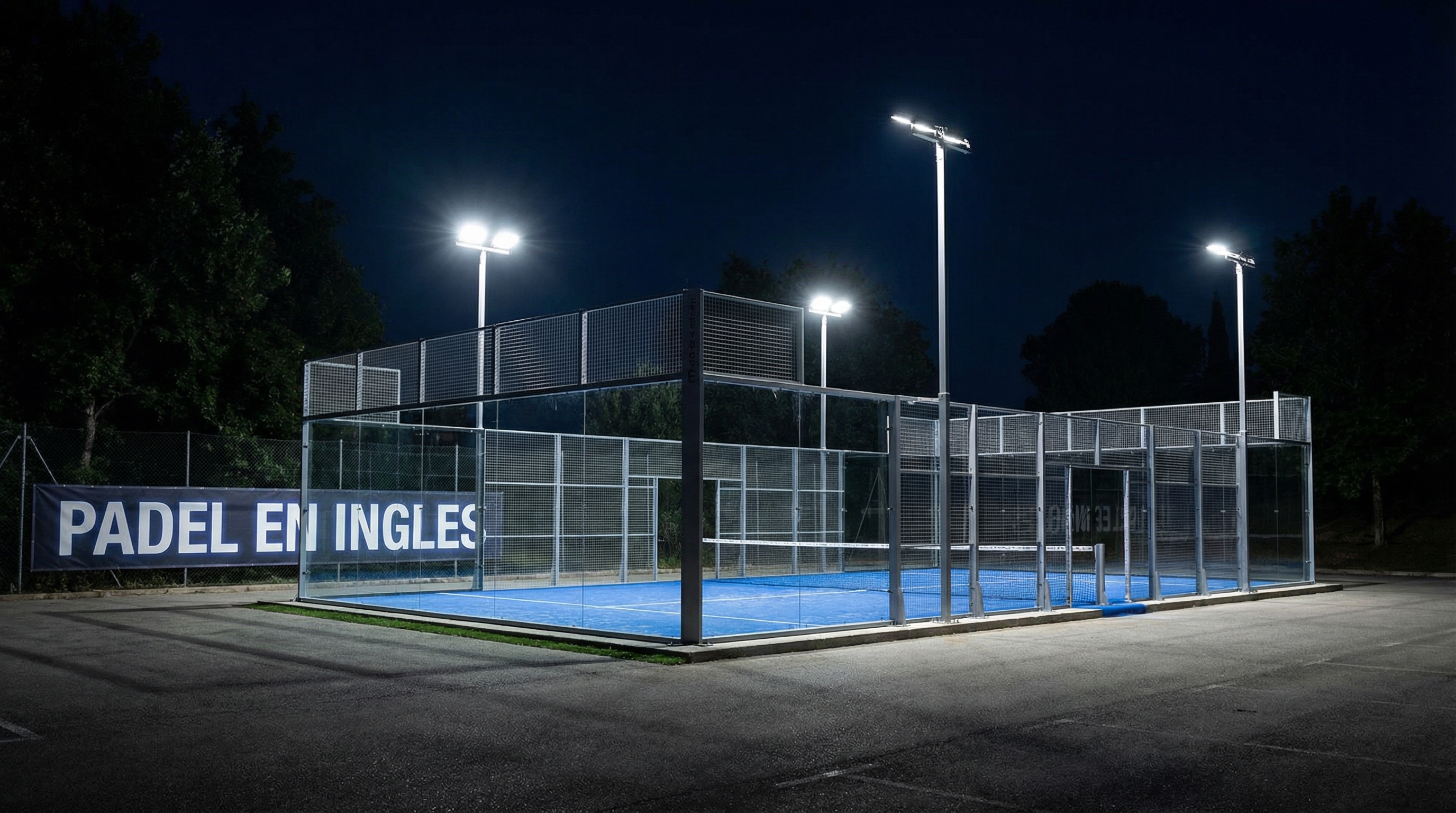 padel court night lighting setup