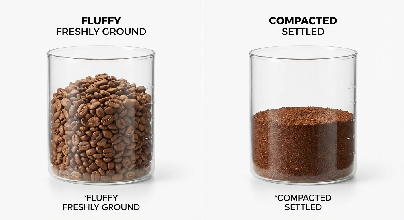 Managing static in coffee grind size packaging for fine espresso.