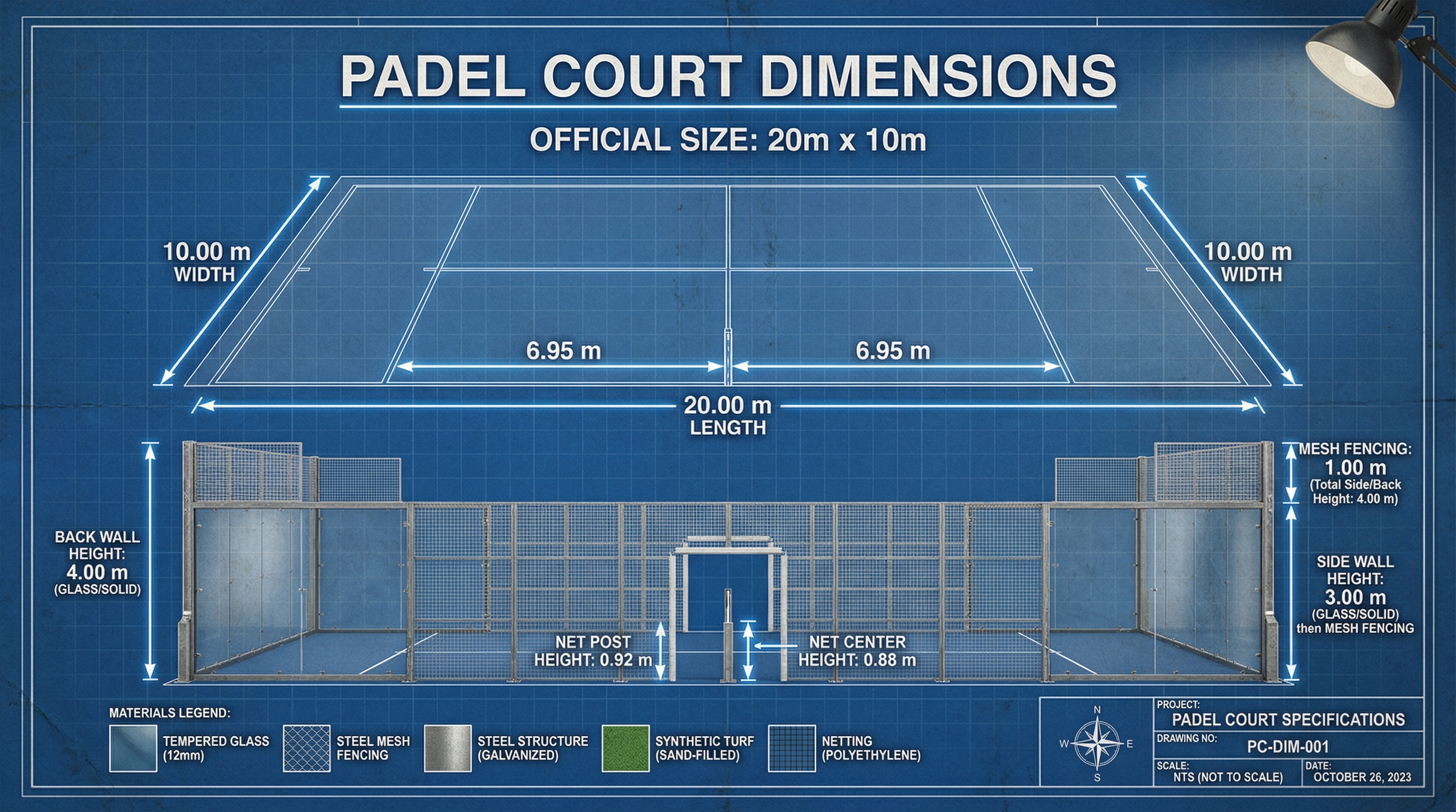 padel court technical specifications