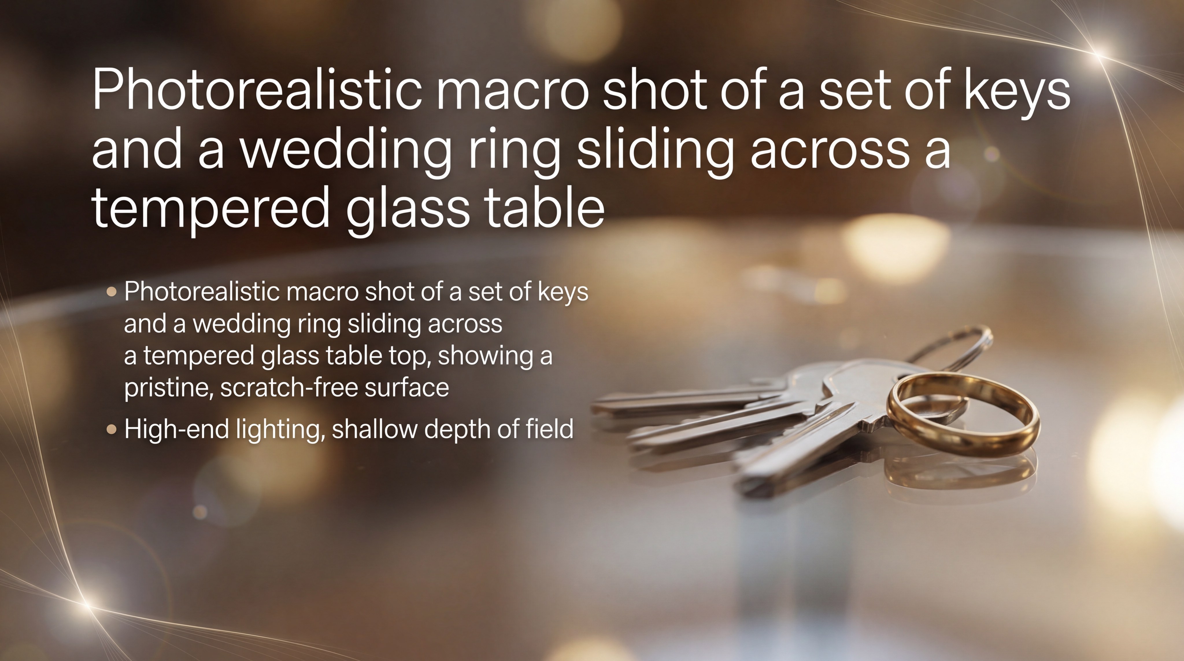 Keys and ring on glass surface