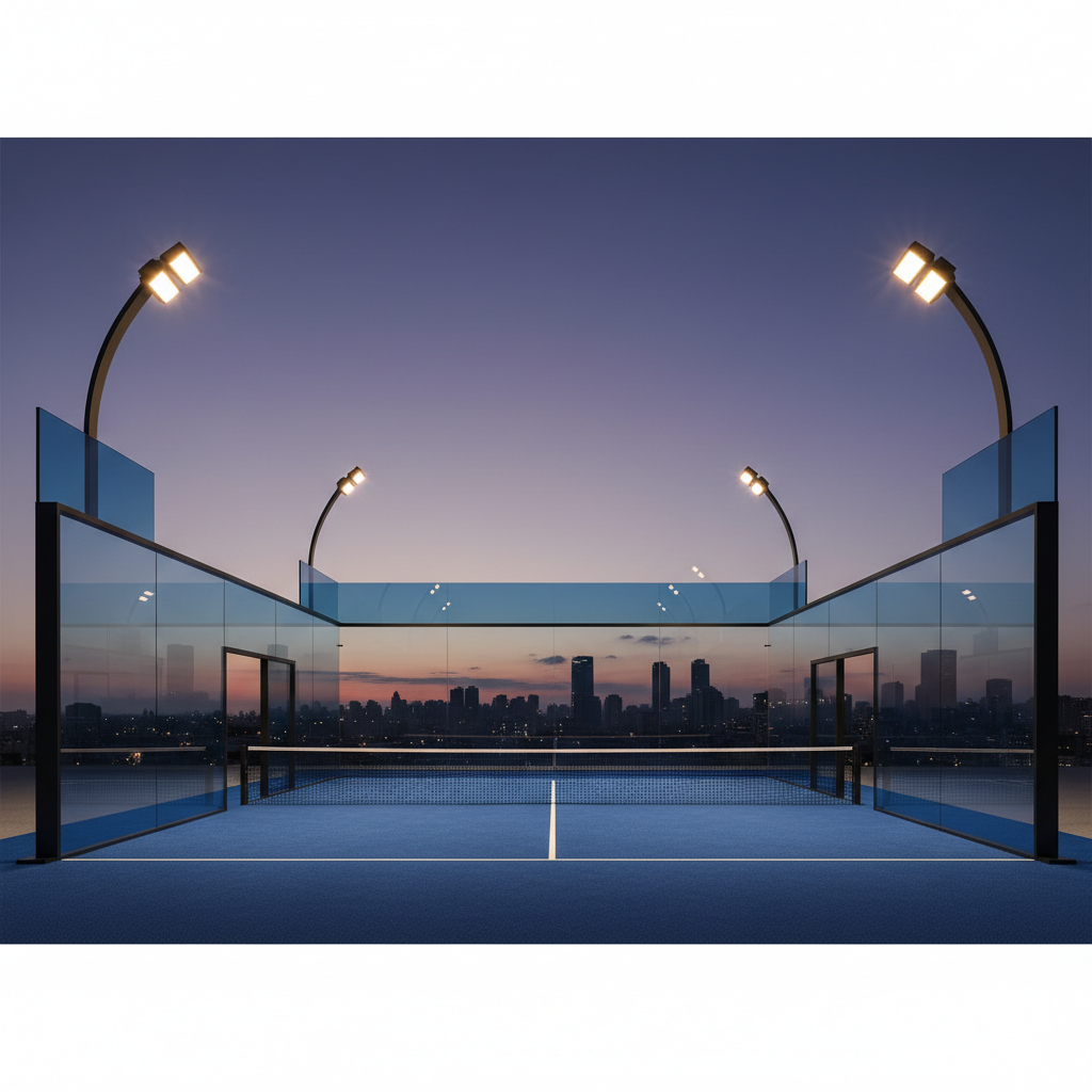 panoramic padel court evening