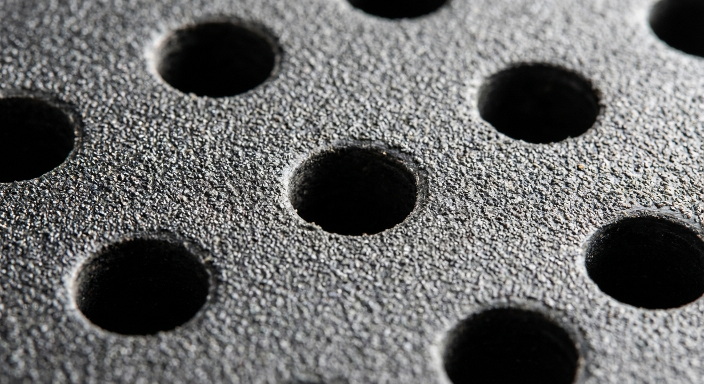 Macro photography of a rough "sandpaper" bat surface