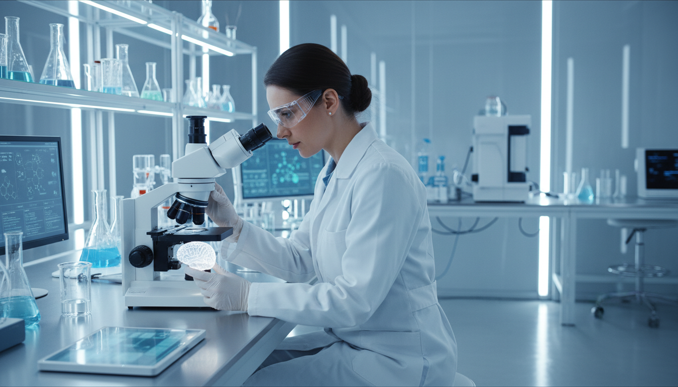 Medical Scientist with Microscope