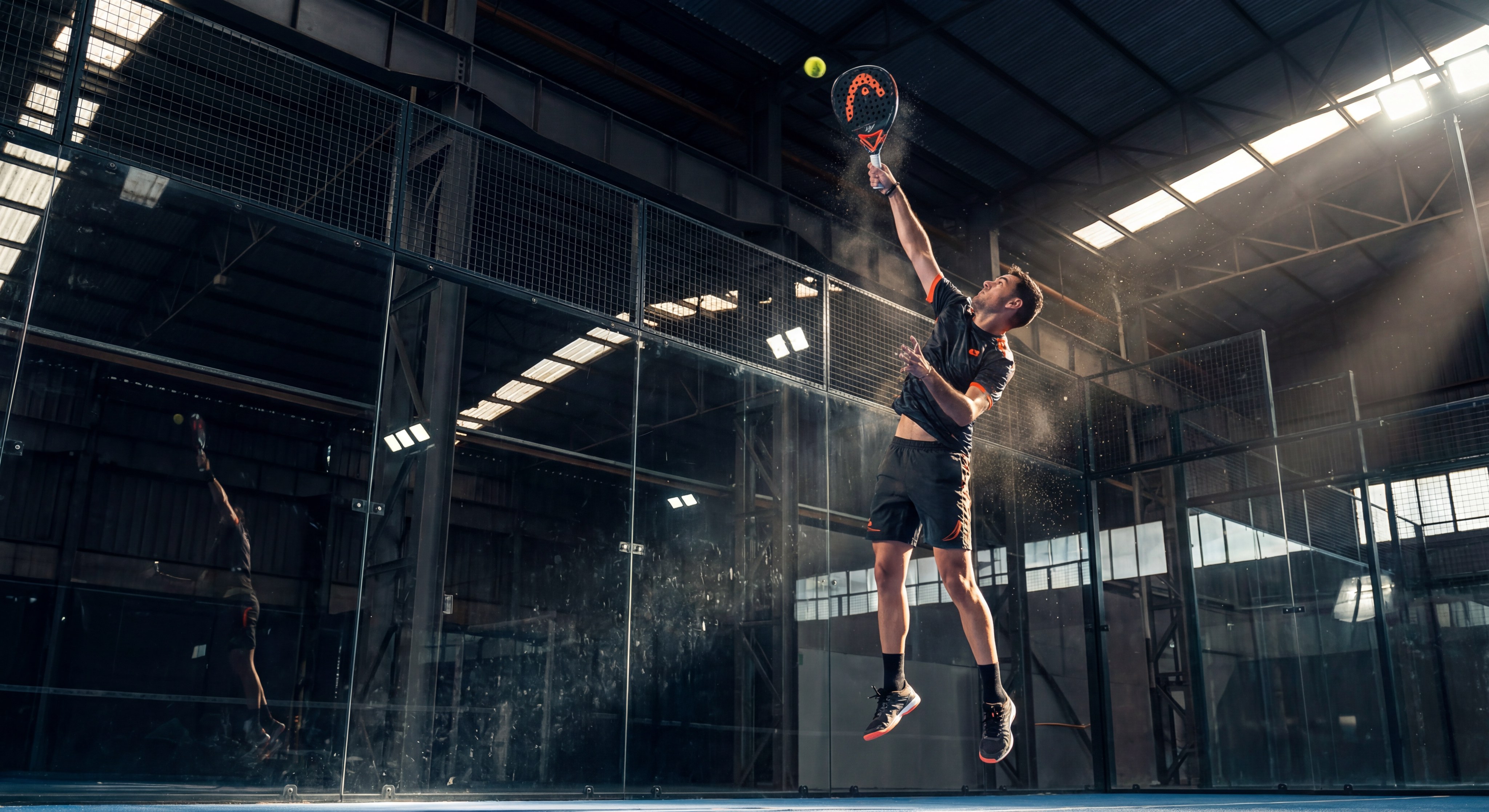 padel smash action shot