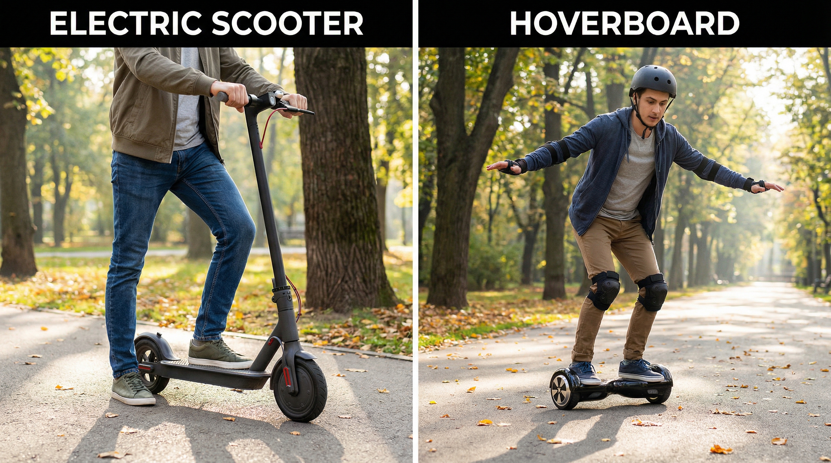 Electric scooter vs hoverboard learning curve
